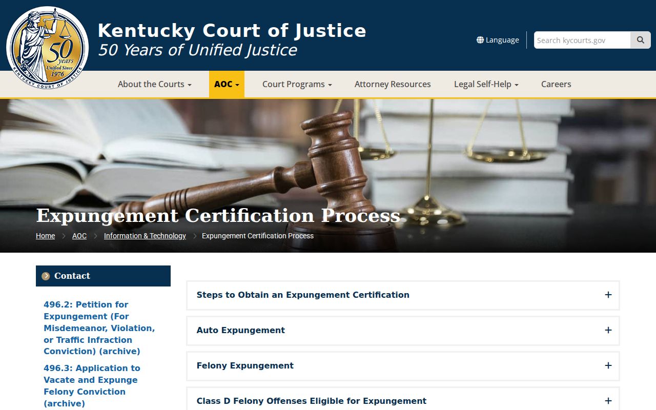 Monterey criminal record expungement process in Kentucky