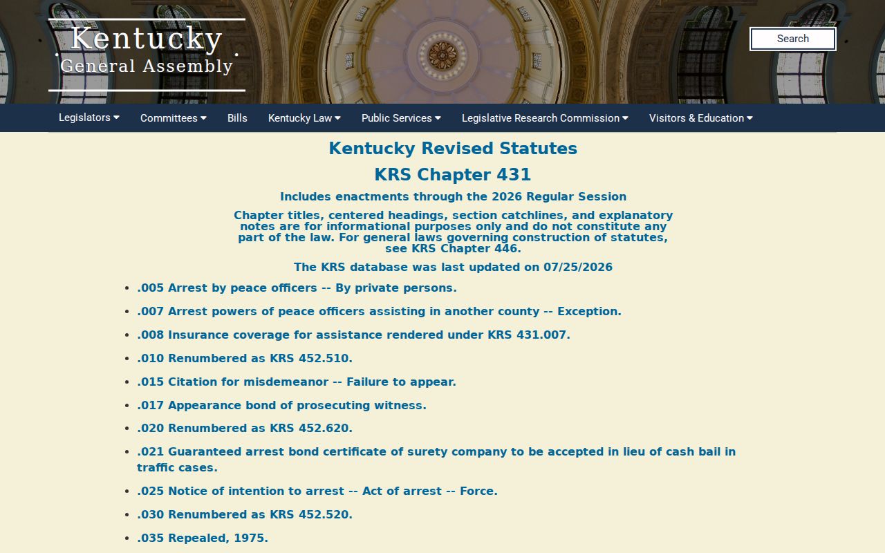 Kentucky statutes governing Monterey criminal record expungement