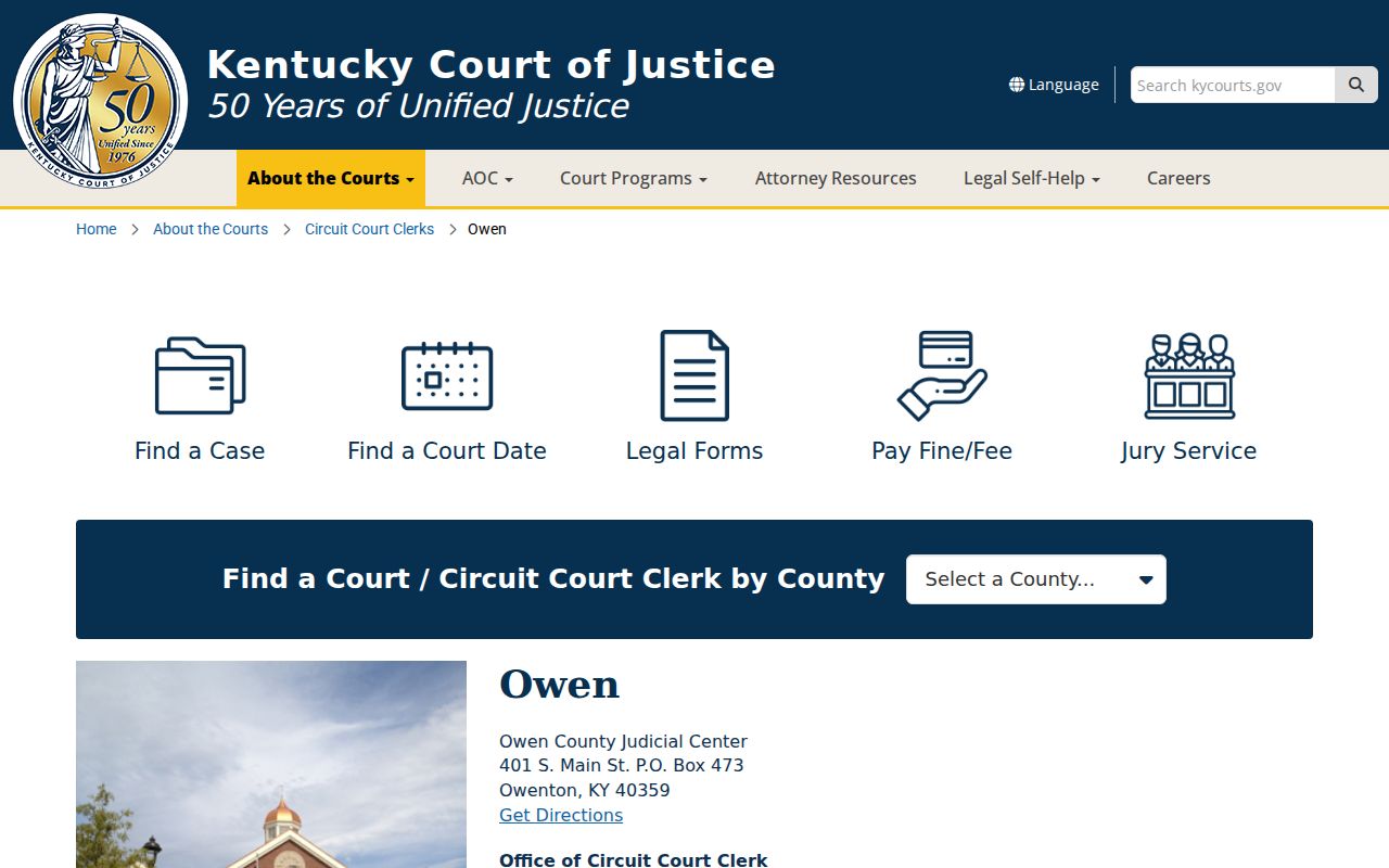 Owen County criminal court records Judicial Center