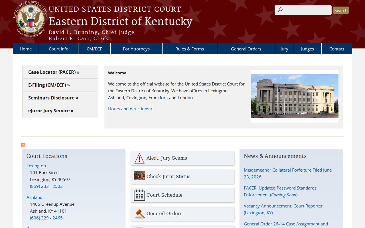 Federal Owenton criminal records in the Eastern District of Kentucky